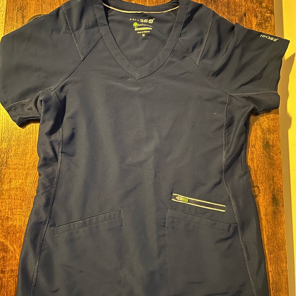 Healing Hands Deep Blue Scrub Top & Bottoms